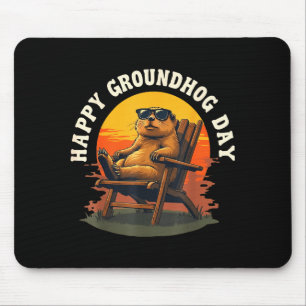 Gelukkig Ground Hog Vintage Zonsondergang Groundho Muismat