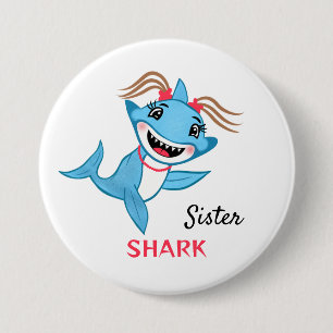 Gelukkig Haaienfamilie Zus Haai Ronde Button 7,6 Cm