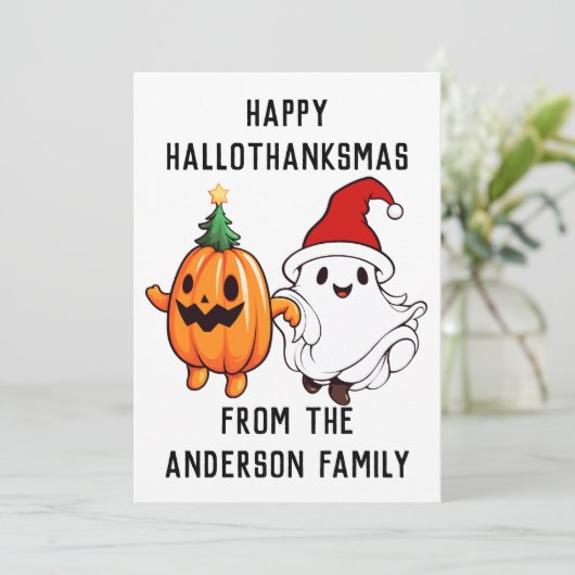 Gelukkig HalloDankMas Feestdagenkaart (Staand voorkant)