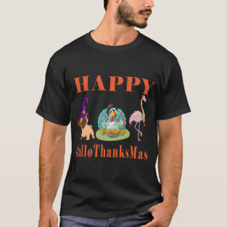 Gelukkig HalloDankMas Pug Heks Kalkoentaart Flamin T-shirt