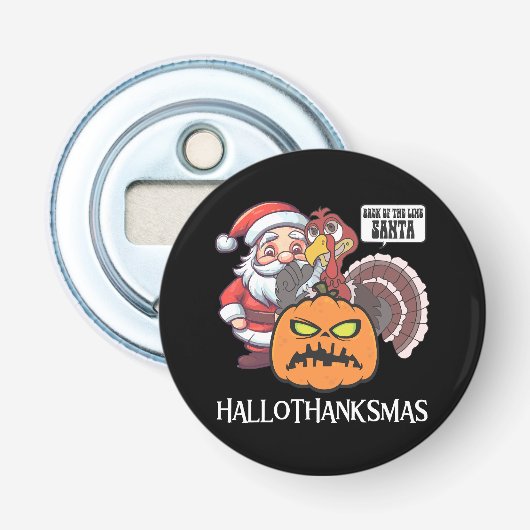 Gelukkig Hallothaanksgeluk Button Flesopener (Voorkant)