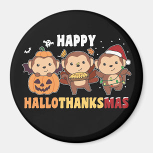 Gelukkig Hallothanksmas Aap Kerstmis Apen Magn Magneet
