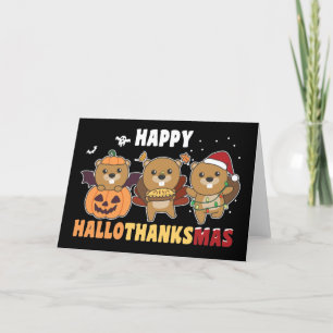 Gelukkig Hallothanksmas Bever Kerstmis Bever Feest Feestdagen Kaart