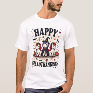 Gelukkig Hallothanksmas Eenhoorn Vintage Vakantie  T-shirt
