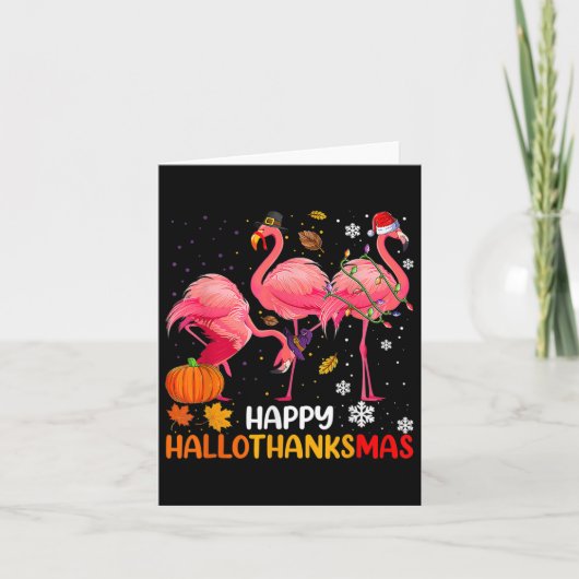 Gelukkig Hallothanksmas Flamingo  Kaart (Voorkant)
