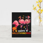 Gelukkig Hallothanksmas Flamingo  Kaart (Gele Bloem)