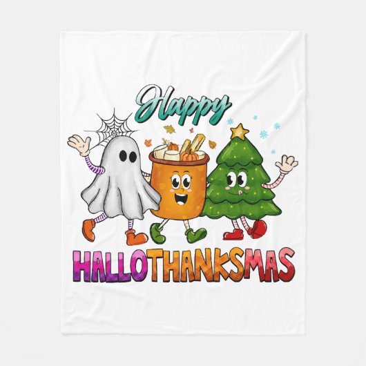 Gelukkig Hallothanksmas Fleece Deken (Voorkant)