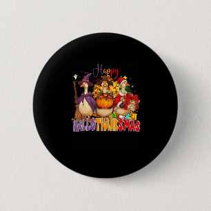 Gelukkig Hallothanksmas Gans Halloween Thanksgivin Ronde Button 5,7 Cm