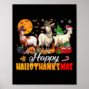 Gelukkig Hallothanksmas Geit Halloween Thanksgivin Poster