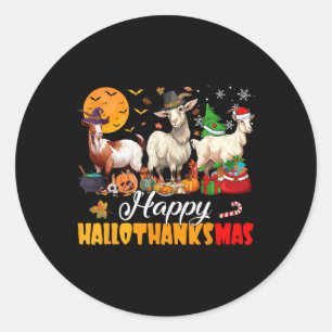 Gelukkig Hallothanksmas Geit Halloween Thanksgivin Ronde Sticker