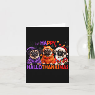Gelukkig Hallothanksmas Grappige Pug Halloween Tha Kaart