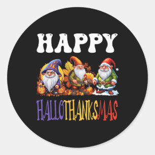 Gelukkig Hallothanksmas Halloween Thanksgiving Ker Ronde Sticker