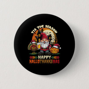 Gelukkig Hallothanksmas Halloween Thanksgiving Pre Ronde Button 5,7 Cm