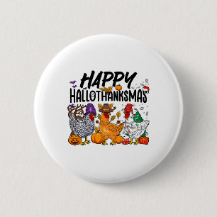 Gelukkig Hallothanksmas Halloween Thanksgiving Xma Ronde Button 5,7 Cm