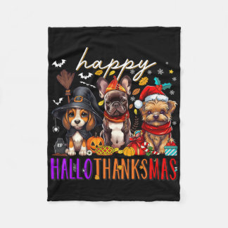 Gelukkig Hallothanksmas Honden Halloween Thanksgiv Fleece Deken