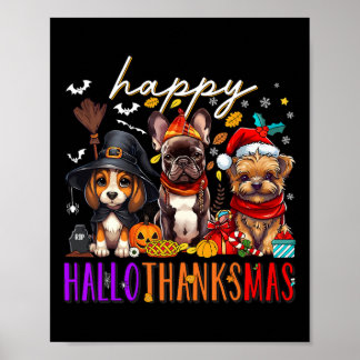 Gelukkig Hallothanksmas Honden Halloween Thanksgiv Poster