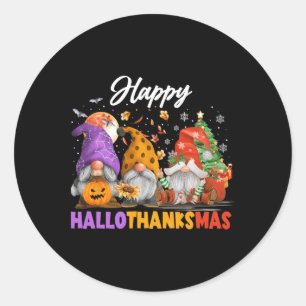 Gelukkig Hallothanksmas Kabouter Halloween Thanksg Ronde Sticker