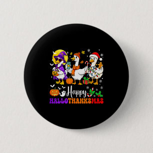 Gelukkig Hallothanksmas Kerstman Gans Heks Spookac Ronde Button 5,7 Cm