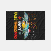 Gelukkig Hallothanksmas Kerstman Schildpad Hallowe Fleece Deken (Voorkant (Horizontaal))