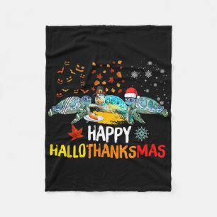 Gelukkig Hallothanksmas Kerstman Schildpad Hallowe Fleece Deken
