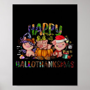 Gelukkig Hallothanksmas Mooie Varkens Boerderij Di Poster