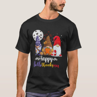 Gelukkig Hallothanksmas Schattige Gnome Pompoen Ke T-shirt