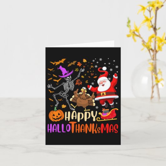 Gelukkig Hallothanksmas skelet pompoen kalkoen Ker Kaart (Gele Bloem)