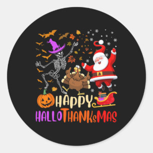 Gelukkig Hallothanksmas Skelet Pompoen Kalkoen Ker Ronde Sticker