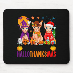 Gelukkig Hallothanksmas Sphynx Katten Halloween Da Muismat