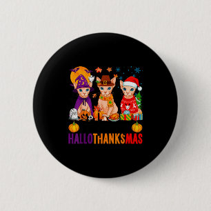 Gelukkig Hallothanksmas Sphynx Katten Halloween Da Ronde Button 5,7 Cm