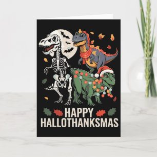 Gelukkig Hallothanksmas T Rex Halloween Thanksgivi Kaart