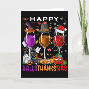 Gelukkig Hallothanksmas Wijn Halloween Thanksgivin Kaart