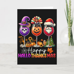 Gelukkig Hallothanksmas Wijn Halloween Thanksgivin Kaart