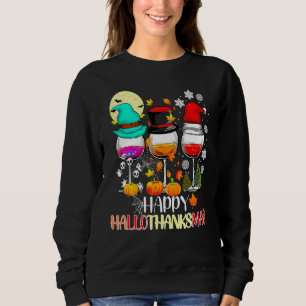 Gelukkig Hallothanksmas Wijnglazen Heks Santa Hoed Trui