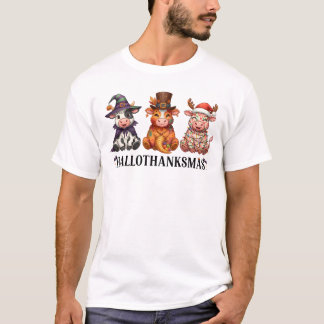 Gelukkig Hallothanksmis Hoogland Koe T-shirt