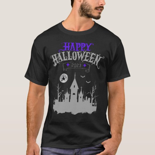 Gelukkig Halloween 2023 Spooky Kerk Ontwerp T-shirt (Voorkant)