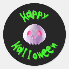 Gelukkig Halloween 3D Schedel  Ronde Sticker