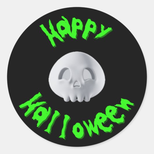 Gelukkig Halloween 3D-schedel Ronde Sticker (Voorkant)