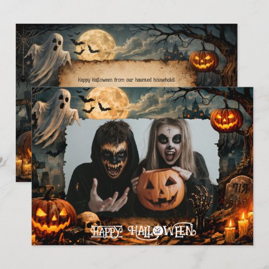 🎃 Gelukkig Halloween aangepaste fotokaart Kaart (Voorkant / Achterkant)