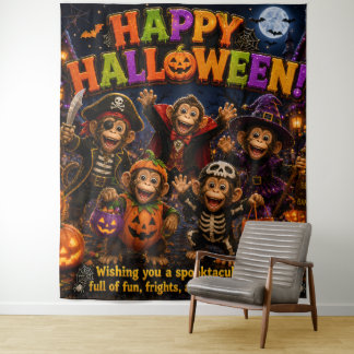 Gelukkig Halloween aap wandtapijt/Halloween feest Wandkleed