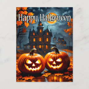 Gelukkig Halloween angstaanjagend spookhuis Briefkaart