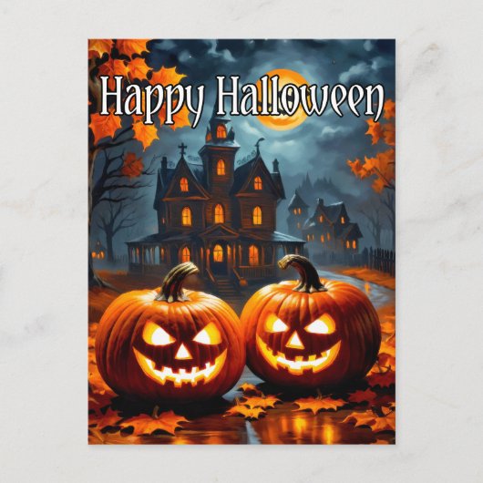 Gelukkig Halloween angstaanjagend spookhuis Briefkaart (Voorkant)