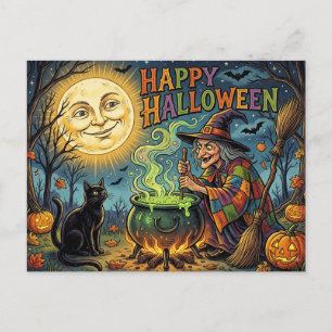 Gelukkig Halloween Ansichtkaart, Jaren 30 Retro He Briefkaart