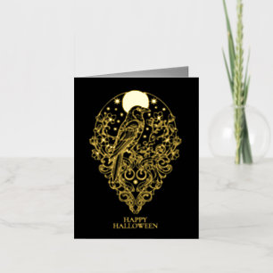 Gelukkig Halloween Art Nouveau Raaf Folie Wenskaart