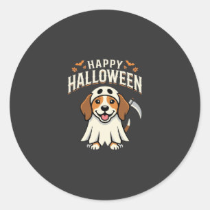 Gelukkig Halloween Beagle Hond Design_1 Ronde Sticker