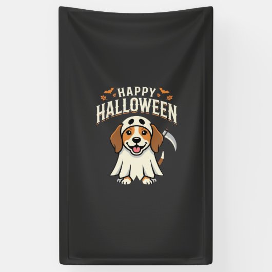 Gelukkig Halloween Beagle Hond Design_1 Spandoek (Verticaal)