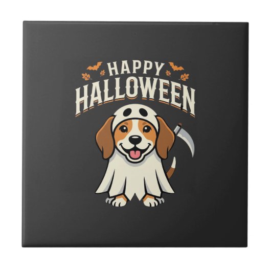 Gelukkig Halloween Beagle Hond Design_1 Tegeltje (Voorkant)