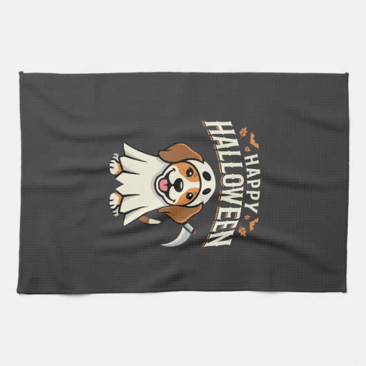 Gelukkig Halloween Beagle Hond Design_1 Theedoek (Horizontaal)