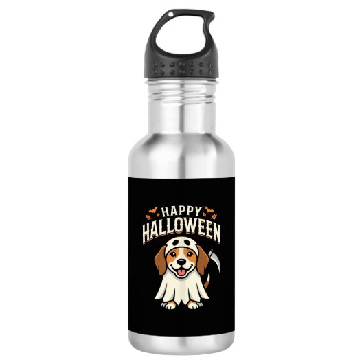 Gelukkig Halloween Beagle Hond Design_1 Waterfles (Voorkant)