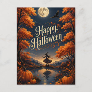 Gelukkig Halloween Betoverde Herfst Pompoen Feestdagenkaart